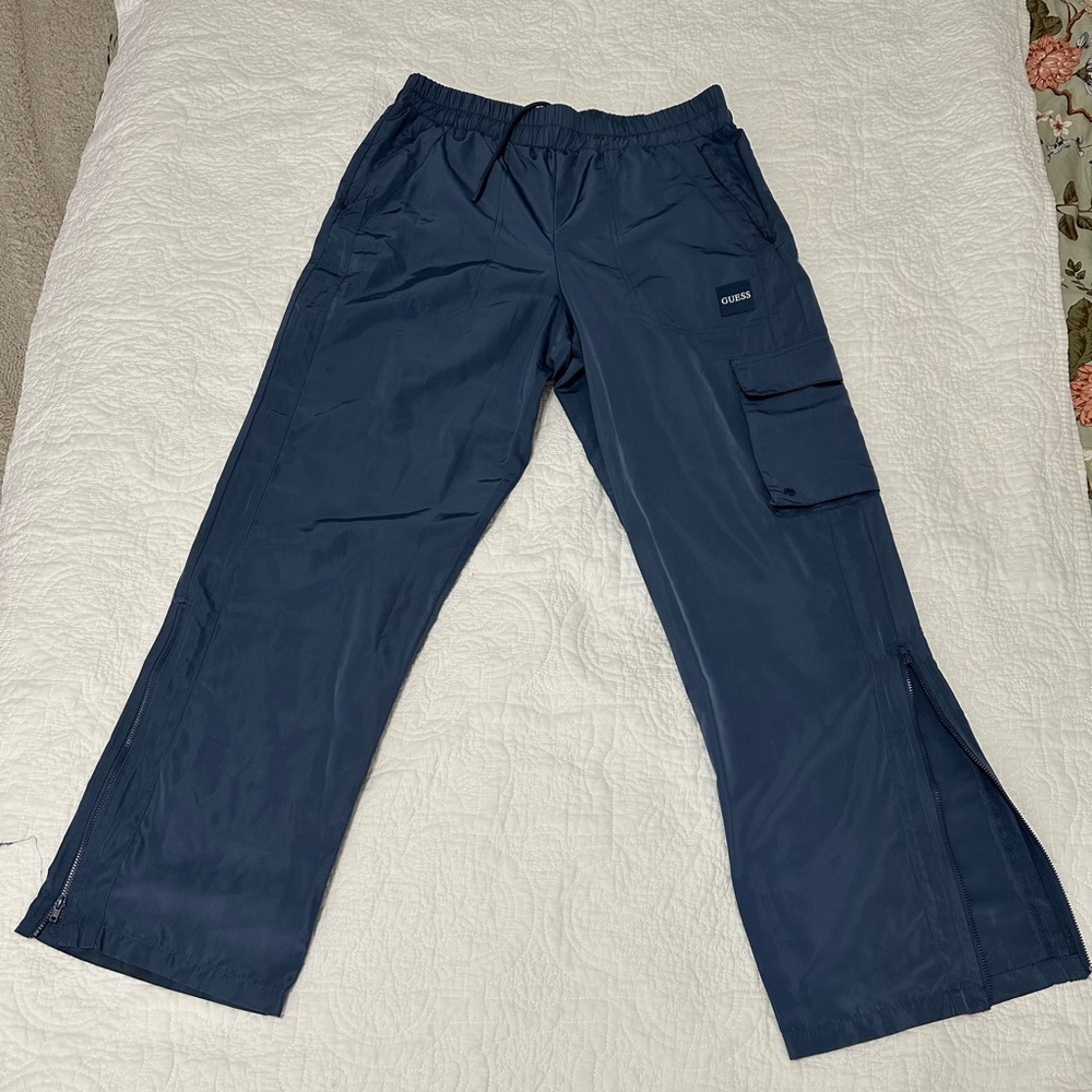 Guess Blue Cargo Pants with Elastic Waistband and Relaxed Fit